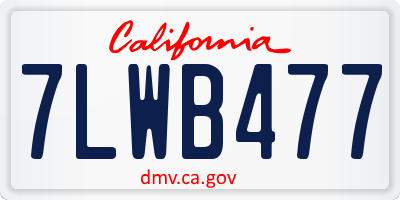 CA license plate 7LWB477
