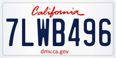 CA license plate 7LWB496