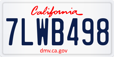 CA license plate 7LWB498