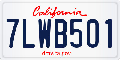 CA license plate 7LWB501