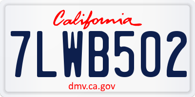 CA license plate 7LWB502