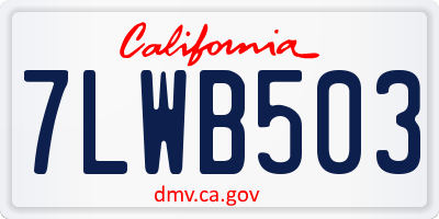 CA license plate 7LWB503