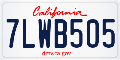 CA license plate 7LWB505
