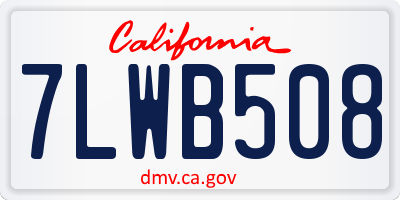 CA license plate 7LWB508