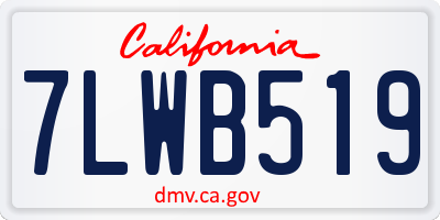 CA license plate 7LWB519