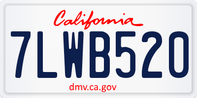 CA license plate 7LWB520