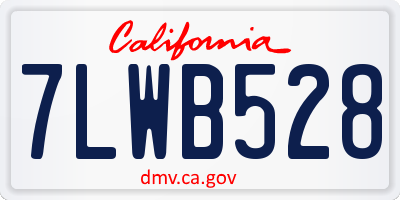 CA license plate 7LWB528