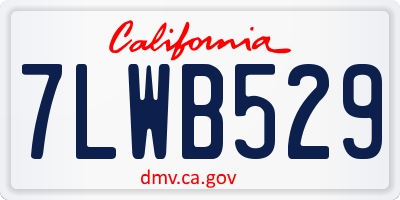 CA license plate 7LWB529