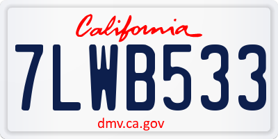 CA license plate 7LWB533