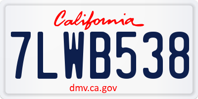 CA license plate 7LWB538