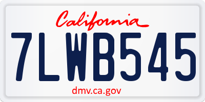 CA license plate 7LWB545