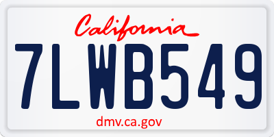 CA license plate 7LWB549