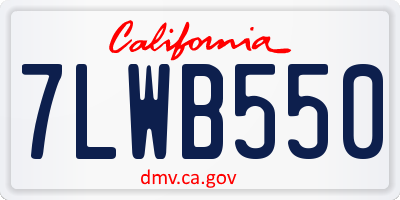 CA license plate 7LWB550