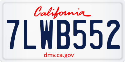 CA license plate 7LWB552