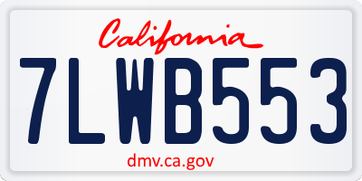 CA license plate 7LWB553