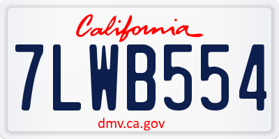 CA license plate 7LWB554