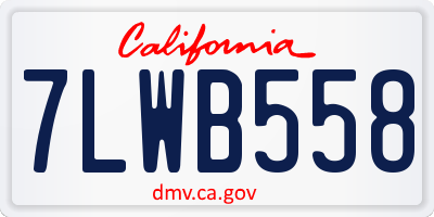 CA license plate 7LWB558