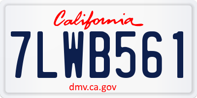 CA license plate 7LWB561