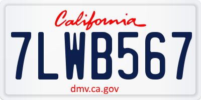 CA license plate 7LWB567