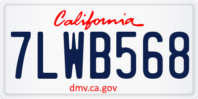 CA license plate 7LWB568