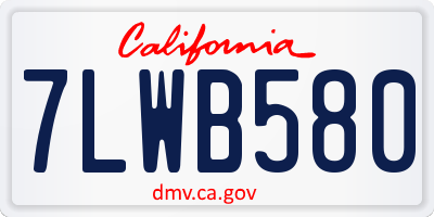 CA license plate 7LWB580