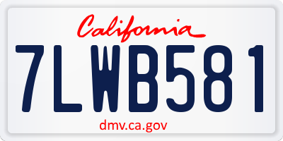 CA license plate 7LWB581