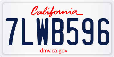 CA license plate 7LWB596