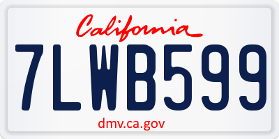 CA license plate 7LWB599