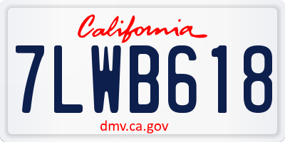 CA license plate 7LWB618