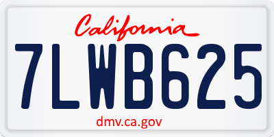 CA license plate 7LWB625