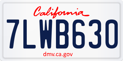 CA license plate 7LWB630