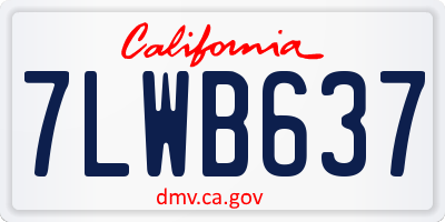 CA license plate 7LWB637