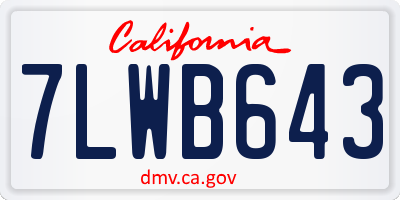 CA license plate 7LWB643