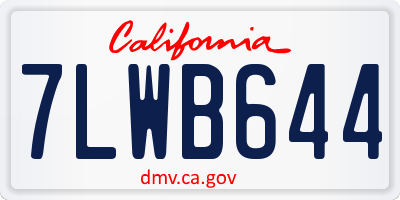 CA license plate 7LWB644