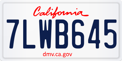 CA license plate 7LWB645