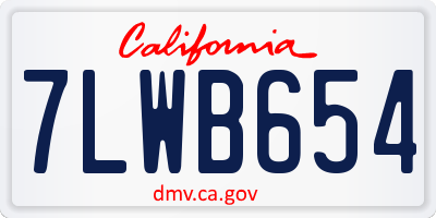 CA license plate 7LWB654