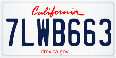CA license plate 7LWB663