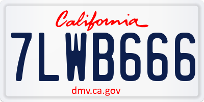 CA license plate 7LWB666