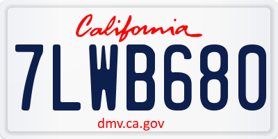 CA license plate 7LWB680