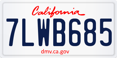 CA license plate 7LWB685