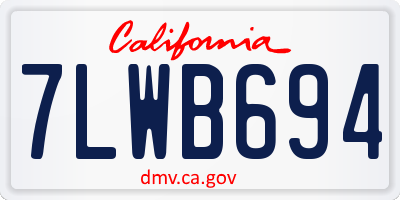 CA license plate 7LWB694