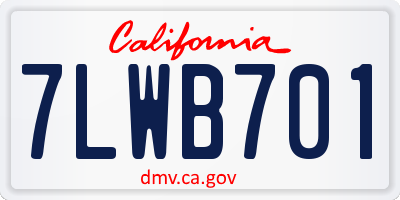 CA license plate 7LWB701