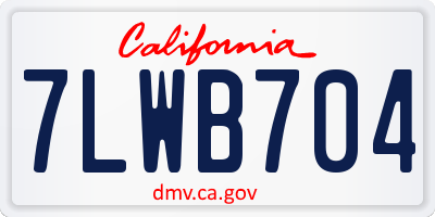 CA license plate 7LWB704