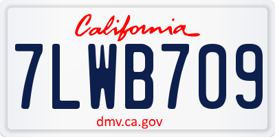 CA license plate 7LWB709