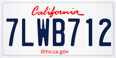 CA license plate 7LWB712