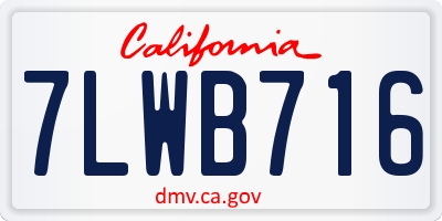 CA license plate 7LWB716