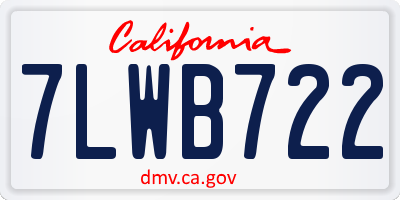 CA license plate 7LWB722