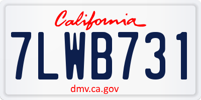 CA license plate 7LWB731