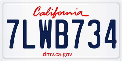 CA license plate 7LWB734