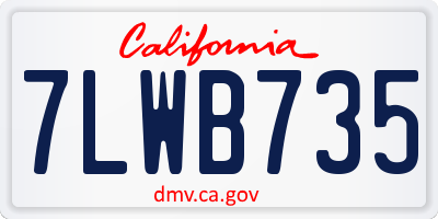 CA license plate 7LWB735